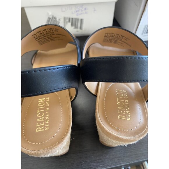 Kenneth Cole Reaction Womens Card Wedge Espadrille Sandals Black Size 8.5M NWOB - Picture 3 of 4
